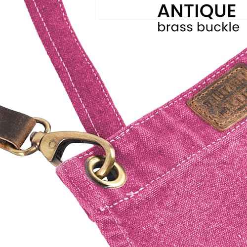 LEATHER VILLAGE Chef Aprons for Men Women with Large Pockets, Cotton Canvas Cross Back Adjustable Work Apron, Size M to XXL