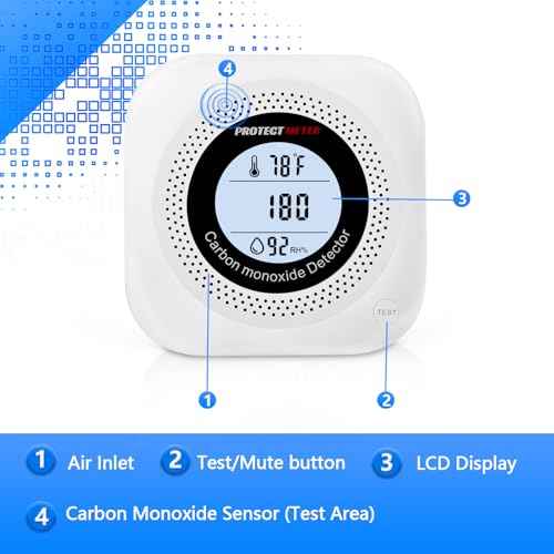 Carbon Monoxide Detectors,2 Pack 3in1 Portable Carbon Monoxide detectors Plug in Wall for Travel, CO Alarm/Monitor for Home/Hotel Room/RV with AC Socket with Temperature & Humidity Detectors