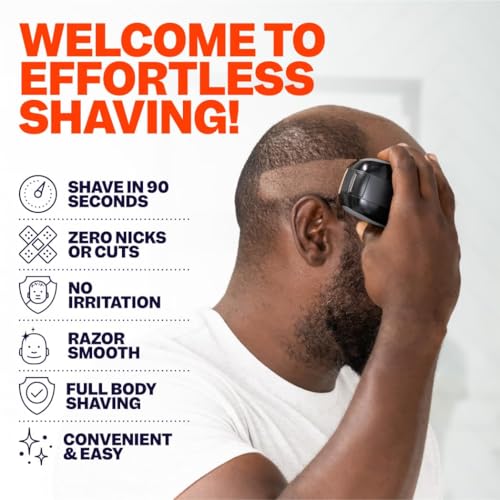 Freebird Electric Head & Body Hair Shaver - Mens Cordless Waterproof Razor with Rotary Blades (FlexSeries, Shaver Kit + One Blade Refill)
