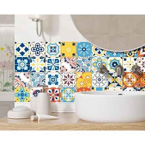 FLFK Wall Border Tile Stickers Peel and Stick Wallpaper Border for Kitchen Backsplash Bathroom Shower Room,4"x240"