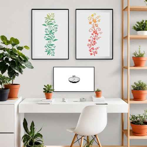 6 Pcs Floral Vine Stencils for Painting Walls Reusable 16 Inch Wall Stencil Flower Stencils Vine Stencil DIY Wall Stencils for Painting Large Pattern on Wood Canvas Furniture Decor (6 Large Vine)