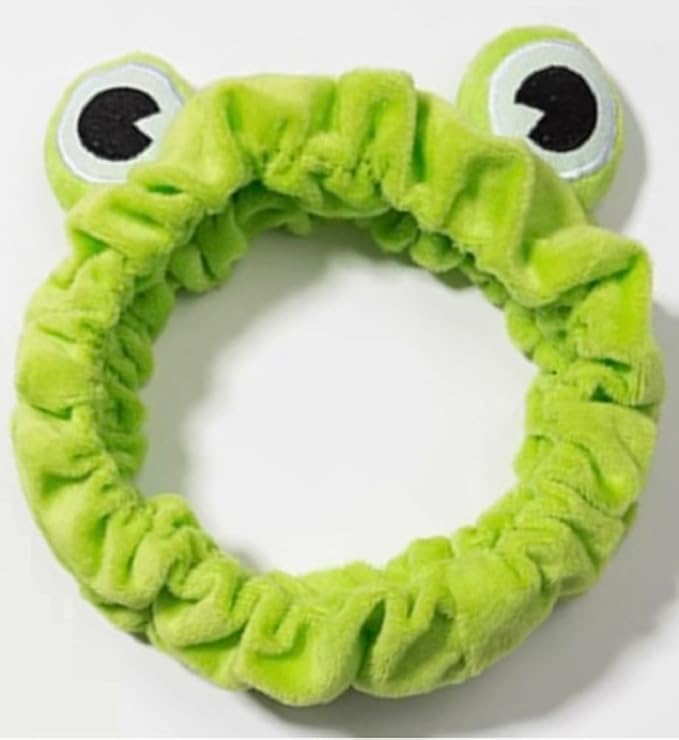 Makeup Headbands for Women for Washing Face Frog Headband Cute Spa Animal Facial Hair Band for Girls Soft Elastic Skincare Shower Head Wraps Green