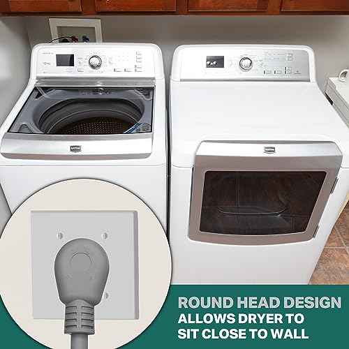 3 Prong Dryer Cord 15 ft, 30 Amp Appliance Extension Cord 3 Prong 15 Foot, NEMA 10-30 Plug, 10/3 STW Gray Heavy Duty Dryer Power Cable with Molded Ring Terminals - US Veteran Owned Brand