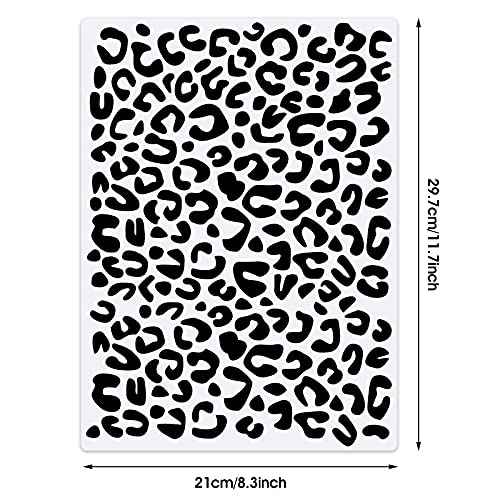 Zonon 4 Pieces Leopard Skin Stencil Reusable Cheetah Paint Stencil Template for Scrapbooking Fabric Drawing Tracing DIY Cake Furniture Wallpaper Floor Decor(8.3 x 11.7 Inch)