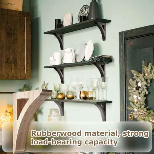 4 Pcs 1 3/4" W x 8 1/2" D x 12" H Traditional Wood Corbels Wooden Shelf Brackets Unfinished Paintable Solid Wooden Bracket for Doorway Countertops Home Shelves Cabinet Furniture Support