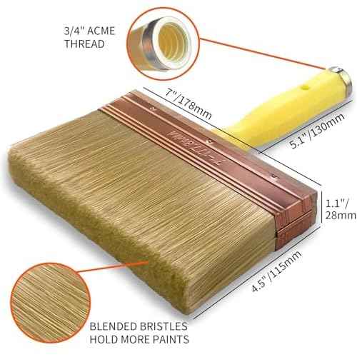 Great Andrew 7 Inch Deck Stain Brush, Deck Paint Brush, Wide Large Brush for Staining Wood Wall Fence, Lime Wash Paint Brush Applicator for Smooth Rough Textured Surfaces, Home Repair Painters Tools