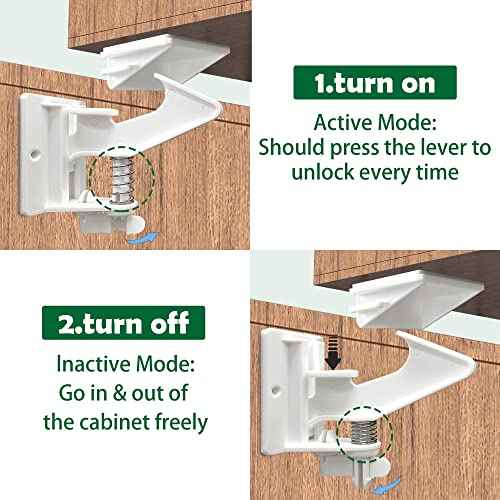 Vmaisi 20 Pack Cabinet Locks Child Safety Latches - Baby Proofing Cabinets Drawers Lock - Upgraded Stronger Adhesive Easy Installation - No Drilling