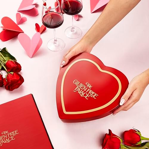 Gluten Free Palace Heart Shaped Tin – Assorted Gluten Free Chocolate Covered Cookies & Premium Milk Chocolate – Gourmet Gift Box for Family, Friends, Colleagues, & Adults