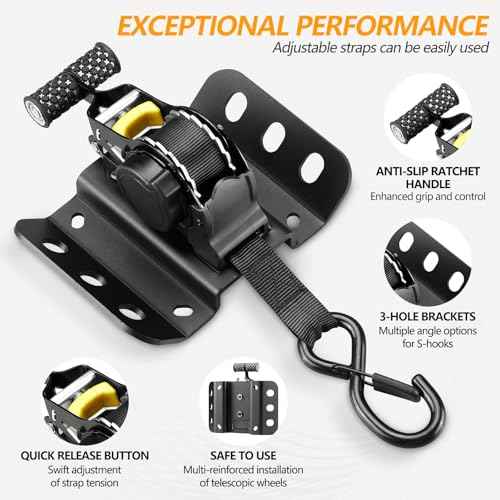 2PCS Retractable Tie Down Straps for 2015-2025 Ford F150, Retractable Ratchet Straps 10 Ft Self Retracting Tie Down with Boxlink Plates Mounted Brackets Bed Mount Heavy Duty Bolt on