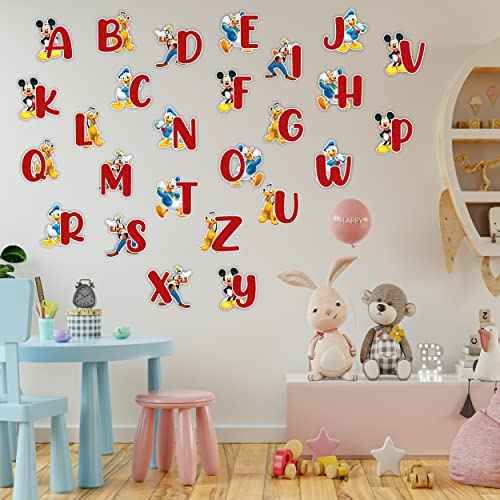 Micky Mouse Alphabet A?Z Wall Sticker ? Cartoon Character Educational Wall Decals for Room, Nursery, Classroom, Playroom ? Removable and Waterproof Alphabet Wall Art for Learning and Decoration