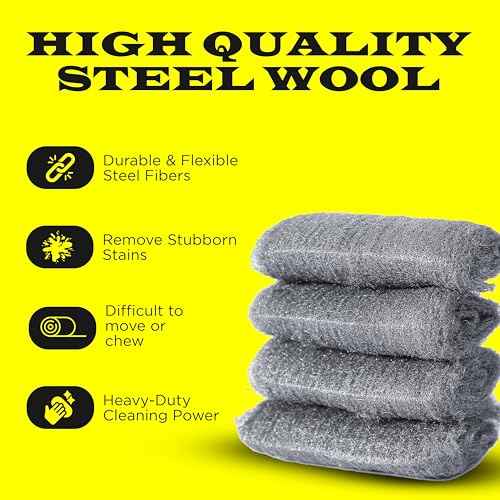 Wool Grade 0000 - Finest Grade - 16 Pads Multi-use for Cleaning, Rust Removal, Wood Buffing, Metal Finish, Furniture, Windows. 16 Pads