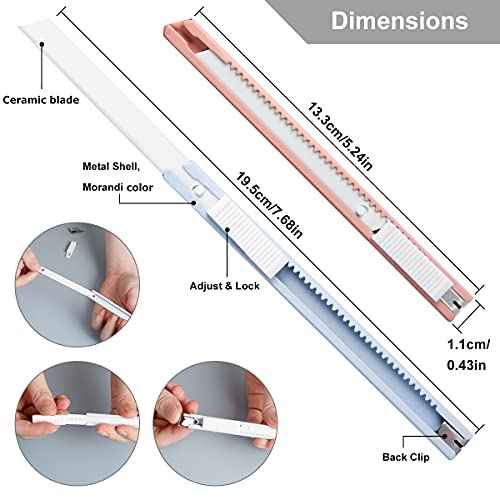 Ceramic Box Cutter Utility Knife Ceramic Blades Finger Safe Paper Knives Retractable Craft Cutter Friendly Cutters for Foam Cardboard Cutting Auto-Lock clip [5-Pack]