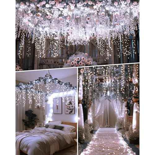 Minetom Icicle Lights for Outside, 100Ft 832 LED White Christmas Lights with 156 Drops,Outdoor Icicle Christmas Light with Remote and Timer for House Roof, Pure White