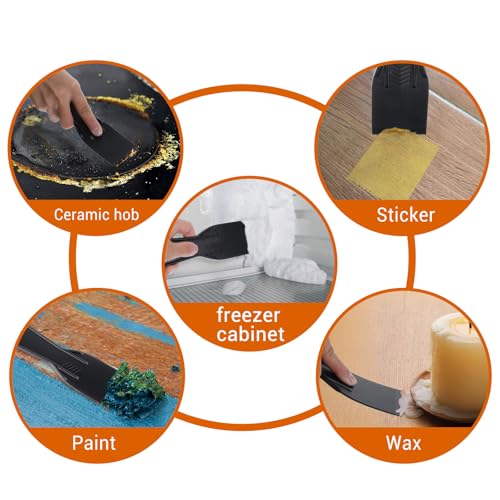 8PCS Plastic Putty Knife Scraper, 2 Inch Black Flexible Plastic Scraper Tool Paint Scrapers Tool Spreader Spackle for Taping Drywall Wall Painting Spackling Patching