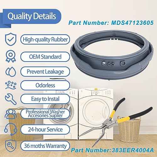 WM3470HVA, WM3570HVA Washer Door Boot Seal Gasket Compatible with LG Kenmore Washer WM3570HWA, WM3770HWA WM3470HWA, WM3575CW, MDS47123605 Door Boot Rubber Seal