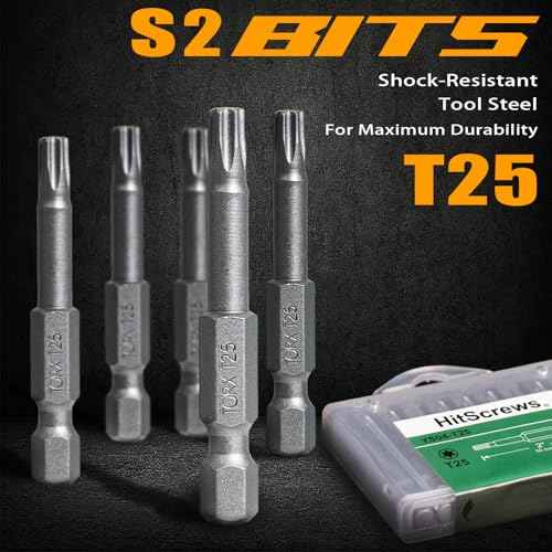 10Pcs T25 Torx Bits Magnetic Set, 2 Inch S2 Steel Star Screwdriver Bits with 1/4" Hex Shank in Storage Box For Impact Driver Ready & Home Repair