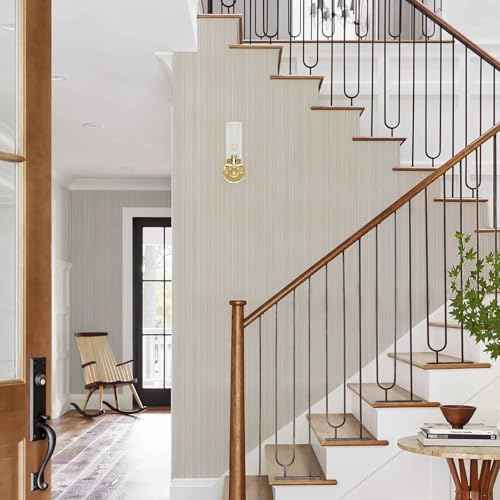 Naphite Grasscloth Peel and Stick Wallpaper Modern Textured Self-Adhesive Wallpaper 118inL 15.7inW Neutral Fabric Contact Paper for Cabinets Drawers Furniture Faux Linen Removable Bedroom Wall Decor