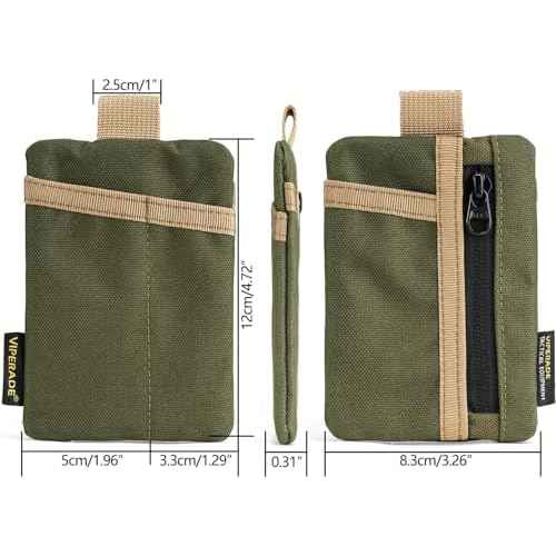 VIPERADE VE29 EDC Pouch Organizer With 3 Slots and Zipper Pocket for Everyday Carry Gears (Green/Tan)