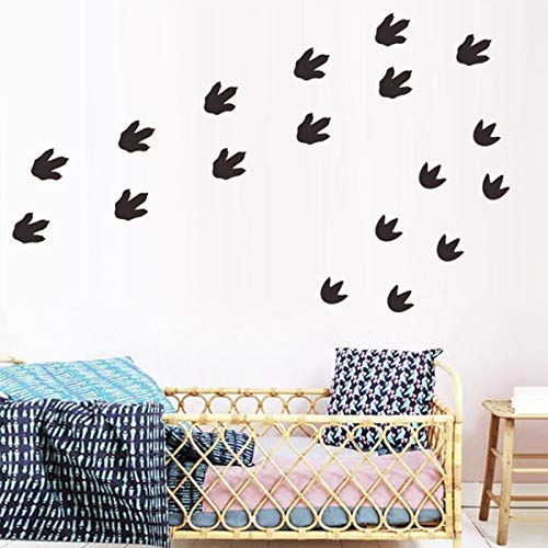Bamsod Dinosaur Footprints Wall Stickers 32pcs Dinosaur Tracks Decor Baby Nursery Decals Removable Peel and Stick Vinyl Decals