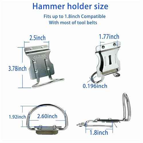 Hammer Holder for Tool Belt, Claw Hammer Holster, QULNEXA Hammer Loop, on for Occidental Leather Electrician Pouch Belt Large Hammer Clip