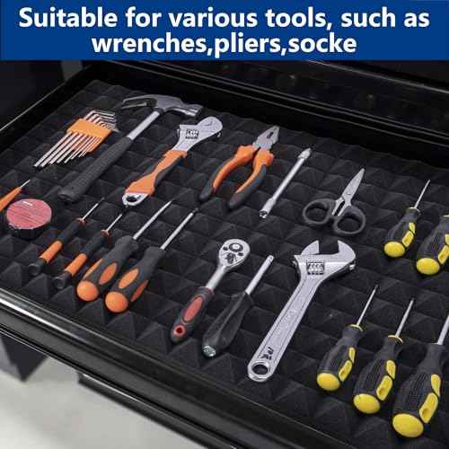 DECOHS 3 Pcs Toolbox Organizer Foam Inserts Sheets, 30 x 22 Inch Non-Slip Tool Drawer Liners, Foam Tool Box Liner for Drawer Box Cases Cabinet Workbench
