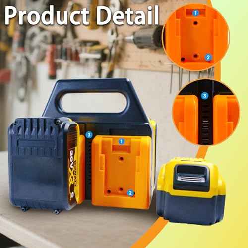 Battery Holder for Dewalt 20V &18V ? 4-Slot Portable Battery Organizer for Tool Bags & Job Sites ? Carry Multiple Batteries with Ease and Keep Them Ready for Use.