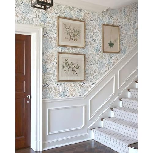 Heroad Floral Peel and Stick Wallpaper Boho Contact Paper Blue Floral Colourful Wildflower Botanical Wallpaper Removable Self-Adhesive for Bedroom Bathroom Decoration Thicken Vinyl 17.3'' x 78.7''