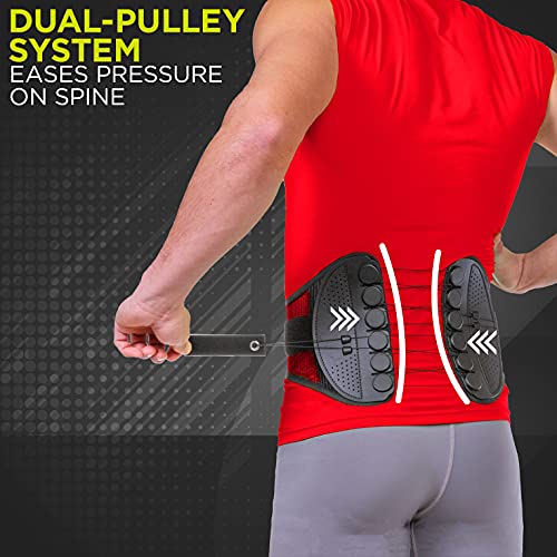 BraceAbility Spine Sport Back Brace - Athletic Men's and Women's Workout Lumbar Corset for Exercising, Running, Golfing, Driving, Fishing, Active Nurses and Police Work (Medium)