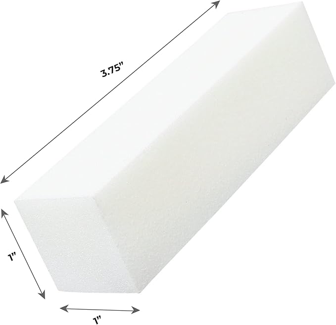 ForPro Super White Buffing Block, 240 Grit, Four-Sided Manicure and Pedicure Nail Buffer, 3.75” L x 1” W x 1” H, 20-Count (Pack of 2)