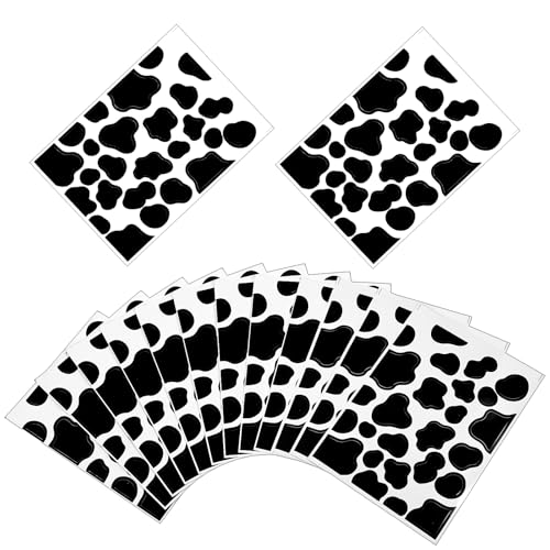 286Pcs Cow Print Stickers, Black Cow Print Decor Decals for Wall Cars Cups, Self-Adhesive Vinyl Peel and Stick Wall Decals for Bedroom Living Room Bathroom Home Wall Decor