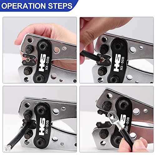 HKS Battery Cable Crimping Tool for AWG 10-1 Copper Ring Terminals, Heavy Duty Crimper for Wire Lugs