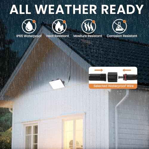 Outdoor Solar Lights, Split Solar Motion Sensor Outdoor Lights with Remote Control, IP65 Waterproof Solar Lights, 3500LM LED 3Modes Flood Lights for Yard,Patio,Barn,Garage, 4 Pack