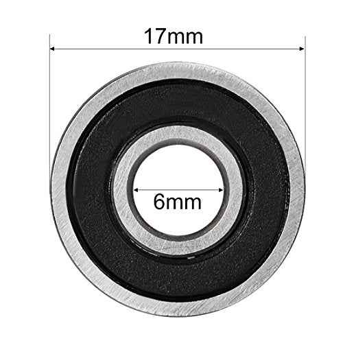 uxcell 606-2RS Deep Groove Ball Bearing Double Sealed 180016 6mm x 17mm x 6mm High Carbon Steel Z1 Bearings Pack of 10