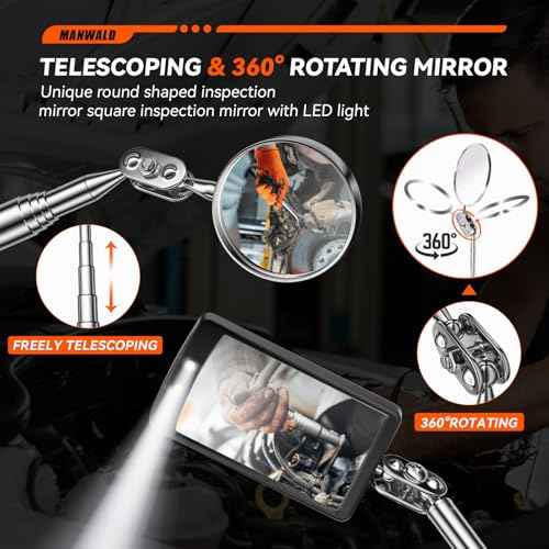Telescoping Magnetic Pickup Tool Set with Portable Bag, Extendable Flashlight with 360¡Æ Inspection Mirror, Christmas Stocking Stuffers for Men Adults, Gifts for Men Mechanics, and Handymen, Red