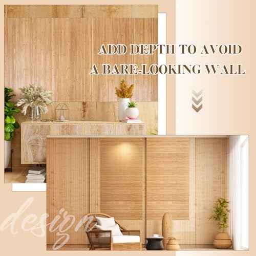 Juexica 1 Pcs Natural Bamboo Wall Panel for Interior Wall 48'' x 96'' Bamboo Covering Renewable Pole Wainscoting Room Divider Decor for Bedroom Living Room Kitchen Island Office (Carbonized)