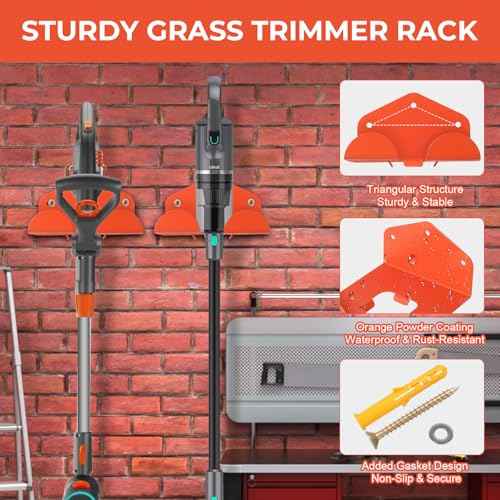 Garage Organizer Trimmer Rack, 2 Pack Heavy Duty Weed Eater Hanger Garage Storage, Wall Hanging Garden Power Tool Hanger Weedeater Rack