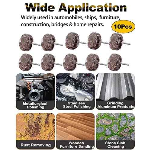 Rocaris 10 Pack Flap Wheel, 120 Grit for Rotary Tools£¬1/8 inch Shank (32X10X3)