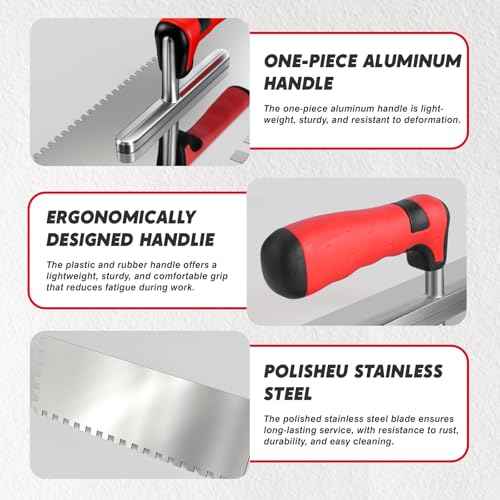 6Pcs Tile Tools Set, Tile Trowel Concrete Tool, Notched Trowel, Grout Trowel, Grout Float Sponge for Tiling Installation Grouting, Tile Mortar Trowel