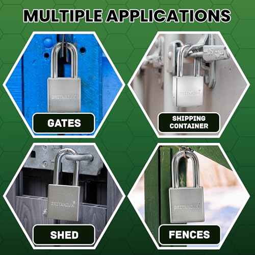 Britanium¢ç SFE60 Professional Grade Padlock - Chrome Plated Steel with Boron Alloy Shackle, 5 Tumbler Keys, Weather-Resistant Design for Storage & Commercial Security