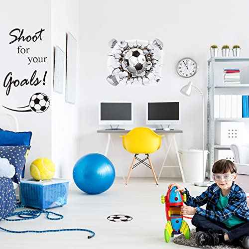 Soccer Wall Decal 3D Soccer Wall Decor Stickers for Room Decor Football Stuff Shoot for Your Goals Football Sticker for Kid Boy Bedroom Art Decoration