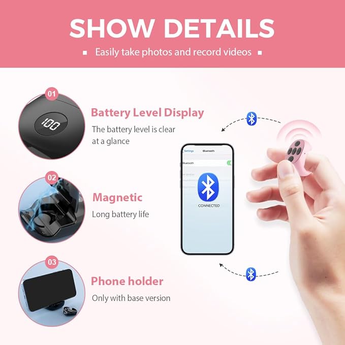 Fingertip Wireless Bluetooth Remote Control, 2026 New Bluetooth Ring Scroller Video Scrolling Ring Remote Control Page Turner (Black)