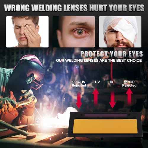 (Shade 11) 3 Set 2" x 4 1/4" Gold Auto Darkening Welding Lens 2x4 1/4, Solar Energy Welding Lens, 2x4 1/4 Replacement for Standard Hoods and Helmets
