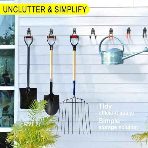 6 Pack Garage Hooks Heavy Duty Storage Organizer Wall Mount Power and Garden Tool Hangers, for Hanging Ladders, Ropes, Hose, Bulk Items