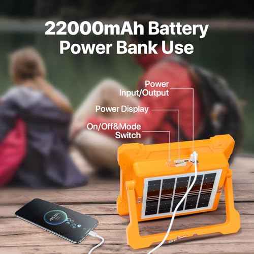 Portable LED Work Solar Light - Kifflux 300W Rechargeable LED Solar Work Light, Magnetic Worklight with IP66 Waterproof, Portable Solar Power Outdoor Working Light for Emergency Camping(2 Pack)