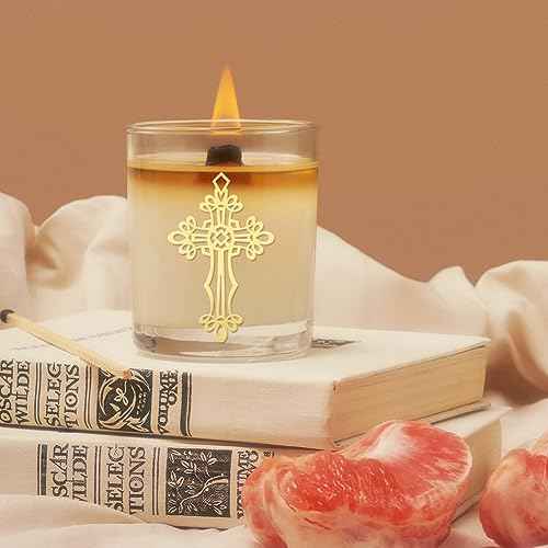 OLYCRAFT 9pcs 1.6x1.6 Inch Cross Stickers - Self Adhesive Gold Metal Stickers for Scrapbooks, DIY Crafts & Phone Decoration