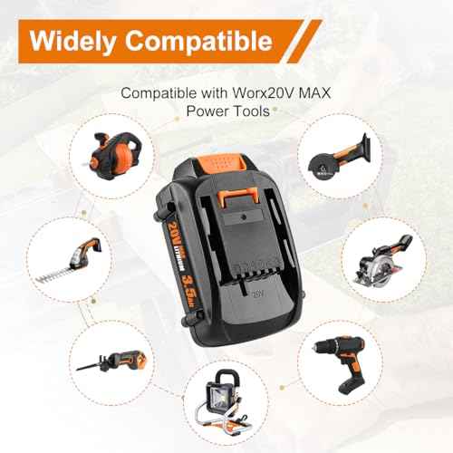 3.5Ah Replacement for Worx 20V Battery WA3525 Compatible with Worx Battery 20V PowerShare Lithium-ion WA3520 WA3575 WG151s WG155s WG251s WG890 WG891 (2 Pack)