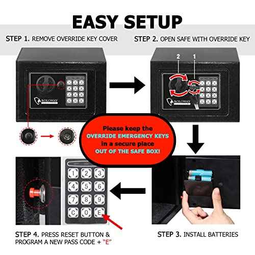 ROLOWAY Steel Money Safe Box for Home with Fireproof Money Bag for Cash Hidden, Security Safe Box with Keys and Keypad (Black)