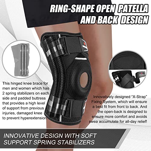 NEENCA Professional Knee Brace for Knee Pain, Medical Knee Support with Patented X-Strap Fixing System, Great Support and Stability for Joint Pain, Arthritis, Meniscus Tear, ACL, PCL, Runner, Sports