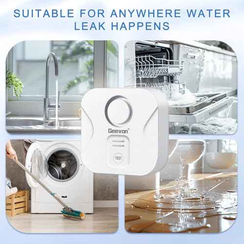 Geevon 10 Pack Water Leak Detectors for Home, 100dB Loud Water Alarm Sensor Leak Detection with Drip Alert for Basements, Laundry Rooms, Kitchen, IP56 Waterproof(Battery Included)