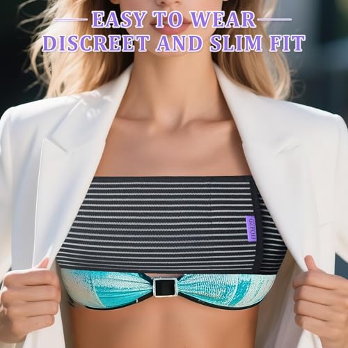 Abdomencare Breast Implant Stabilizer Band I Post Surgery Breast Band Chest Compression Wrap For Women I Breast Augmentation Band I Bra Breast Reduction Recovery Supplies For Healing I One Size (Black)